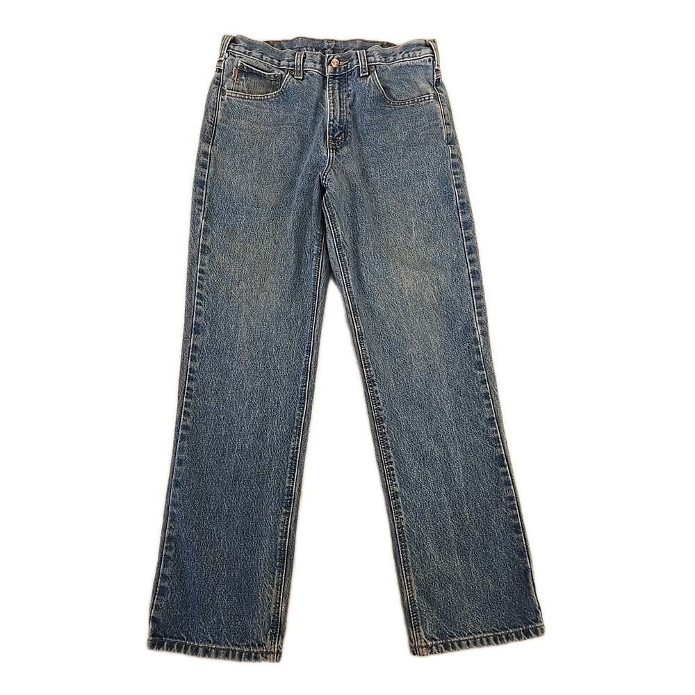 Vintage Carhartt B180 DST Blue Denim Jeans 34x32 Traditional Fit Straight Leg